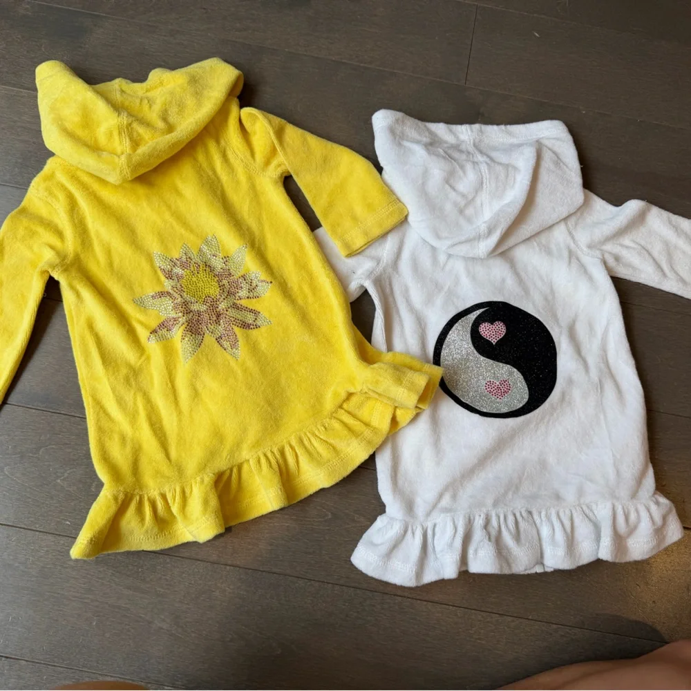 Designer From Denny’s! Circo Bright Yellow & White Hooded Zip-Up Terry Tunic - Picture 9 of 15